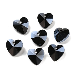 Midnight Blue Romantic Valentines Ideas Glass Charms, Faceted Heart Pendants, Midnight Blue, 14x14x8mm, Hole: 1mm