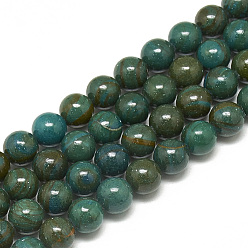Bleu Vert Brins de perles de jaspe impérial synthétiques, teint, ronde, sarcelle, 6mm, Trou: 1mm, Environ 60 pcs/chapelet, 14.3 pouce