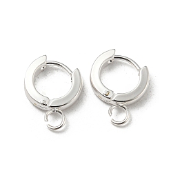 Silver 201 Stainless Steel Huggie Hoop Earrings Findings, with Vertical Loop, with 316 Surgical Stainless Steel Earring Pins, Ring, Silver, 11x2.5mm, Hole: 2.7mm, Pin: 1mm