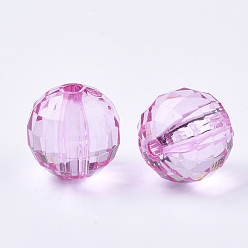Hot Pink Transparent Acrylic Beads, Faceted Round, Hot Pink, 22mm, Hole: 3mm, about 82pcs/500g