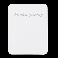 Кремово-белый Картон дисплей карты, используется для ожерелий и сережек, прямоугольные, кремово-белые, 72x52x0.3 мм, отверстие : 6 мм
