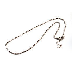Stainless Steel Color 304 Stainless Steel Box Chain Necklaces, Stainless Steel Color, 17.7 inch(45cm), 2.5mm