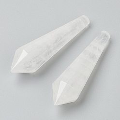 Quartz Crystal Natural Quartz Crystal Beads, Healing Stones, Reiki Energy Balancing Meditation Therapy Wand, No Hole/Undrilled, for Wire Wrapped Pendant Making, Bullet, 51.5~56x14.7~16.2mm