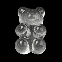 Прозрачный Светящиеся кабошонов смолы, медведь, прозрачные, 17.5x11.5x6 мм