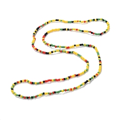 Coloré Perles de taille, perles de rocaille en verre de couleur bonbon chaîne de corps extensible, bijoux d'été pour femmes, colorées, 31-1/2~31-7/8 pouce (80~81 cm)