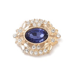 Azul de Medianoche Cabuchones de acrílico, con fornitura de diamantes de imitación de aleación de tono dorado, oval, azul medianoche, 29.5x25x5 mm