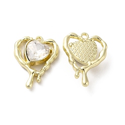 Clear Glass Melting Heart Pendant, with Light Gold Alloy Findings, Lead Free & Cadmium Free, Clear, 20x15.5x5.5mm, Hole: 1.4mm