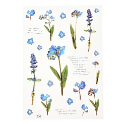 Light Sky Blue Waterproof Plastic Self Adhesive Stickers, Flower Pattern, Light Sky Blue, 15x10.5x0.01cm