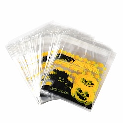 Coral Halloween Theme Plastic Bakeware Bag, with Self-adhesive, for Chocolate, Candy, Cookies, Square, Coral, 130x100x0.2mm, about 100pcs/bag