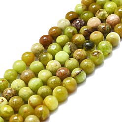 Opale Verte Naturel, vert opale brins de perles, ronde, 6mm, Trou: 0.6mm, Environ 62~64 pcs/chapelet, 14.96''~15.35'' (38~39 cm)