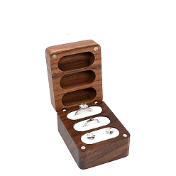Белый Подарочная коробка для ювелирных изделий из орехового дерева с 3-слотами и магнитной крышкой, для колец, хранение серег, прямоугольные, белые, 6.2x4.8x3.7 см