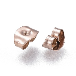 Розовое Золото Ионное покрытие (ip) 304 ушные гайки из нержавеющей стали, спинки для серьги, розовое золото , 6x4.5x3 мм, отверстие : 0.8 мм