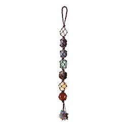 Mixed Stone Handmade Natural Gemstone Hanging Ornament, for Car Rear View Mirror Decoration, 350mm