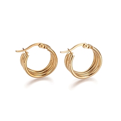 Golden 304 Stainless Steel Geometric Hoop Earrings, Hypoallergenic Earrings, Multi-Layer Earrings, Ring, Golden, 20x8.5mm, Pin: 1x0.6mm