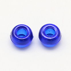 Bleu Perles européennes acryliques transparentes, grandes perles trou du canon, bleu, 9x6mm, trou: 4 mm, environ 1800 pcs / 500 g
