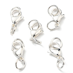 Silver 304 Stainless Steel Lobster Claw Clasps, with Double Jump Rings, Silver, 20mm, Clasp: 15x9x4.3mm
