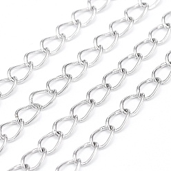 Platinum Brass Twisted Chains, Curb Chains, Soldered, with Spool, Oval, Lead Free & Nickel Free & Cadmium Free, Platinum, 5x4x0.5mm, about 301.83 Feet(92m)/roll