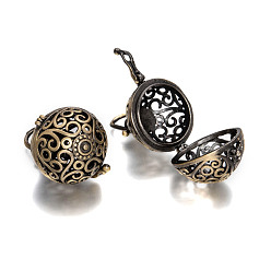 Antique Bronze Brass Hollow Round Cage Pendants, For Chime Ball Pendant Necklaces Making, Lead Free & Nickel Free & Cadmium Free, Antique Bronze, 28x25.53x21.2mm, Hole: 6mm