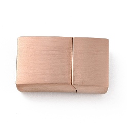 Розовое Золото Ионное покрытие (ip) 304 прямоугольные магнитные застежки из нержавеющей стали с клеевыми концами, розовое золото , 20x12x5 мм, отверстие : 10x3 мм