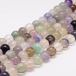 Fluorite Natural Fluorite Bead Strands, Round, 6mm, Hole: 1mm, about 63pcs/strand, 15.5 inch