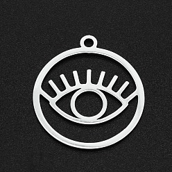 Stainless Steel Color 201 Stainless Steel Pendants, Laser Cut, Hollow, Ring with Eye, Stainless Steel Color, 27x24x1mm, Hole: 2mm