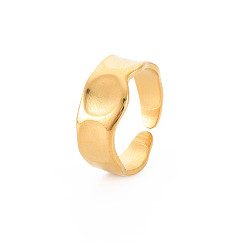 Chapado en Oro Real 18K Chapado de iones (ip) 304 anillo de puño abierto redondo plano de acero inoxidable para mujer, sin níquel, real 18 k chapado en oro, tamaño de EE. UU. 9 1/4 (19.1 mm)