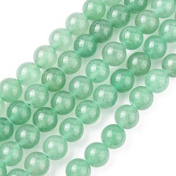 Светло-зеленый Естественный зеленый авантюрин бисер нитей, круглые, светло-зеленый, 12 мм, отверстие : 1 мм