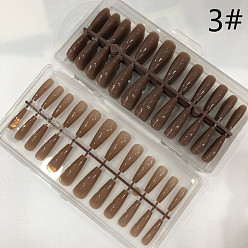 Coconut Brown Solid Plastic Full Cover Press on Press on False Nail Tips, Nail Art Detachable Manicure, Trapezoid, Coconut Brown, 20~32x6.5~13mm, 240pcs/box