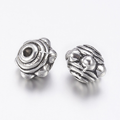 Antique Silver Tibetan Style Alloy Spacer Beads, Lead Free & Cadmium Free, Antique Silver, 7x5.5mm, Hole: 1mm