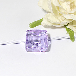 Lila Colgante de botella de perfume de murano hecho a mano, cuadrado y corazón, lila, 20x20 mm