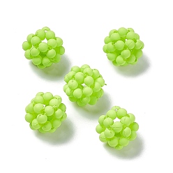 Pelouse Verte Perles tissées à la main en plastique, givré rond, pelouse verte, 15mm, Trou: 3mm