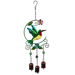 Bird Glass Wind Chime, Art Pendant Decoration, with Iron Findings, for Garden, Window Decoration, Bird, 515x170mm