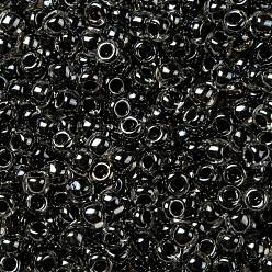(344) Inside Color Crystal/Black Toho perles de rocaille rondes, perles de rocaille japonais, (344) cristal de couleur intérieure / noir, 11/0, 2.2mm, Trou: 0.8mm, environ5555 pcs / 50 g