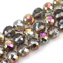 Pourpre Perles en verre electroplate, facette, cœur, fuchsia, 9x10mm, Trou: 1.5mm, Environ 60 pcs/chapelet, 22 pouce