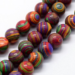 Разноцветный Синтетического малахита бисер нитей, окрашенные, круглые, красочный, 4 мм, отверстие : 0.6 мм, около 95 шт / нитка, 14.76 дюйм (37.5 см)