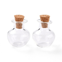 Clear Round Glass Cork Bottles Ornament, Glass Empty Wishing Bottles, DIY Vials for Pendant Decorations, Clear, 1.8x2.1cm