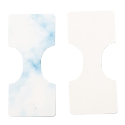 Light Sky Blue Paper Hair Ties Display Cards, Rectangle with Marble Pattern, Light Sky Blue, 8.8x4x0.04cm, 100pcs/bag