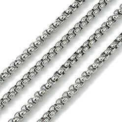 Stainless Steel Color 304 Stainless Steel Box Chains, Unwelded, Stainless Steel Color, 4x4mm