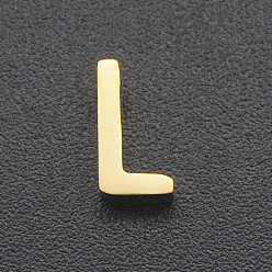 Letter L 201 Stainless Steel Charms, for Simple Necklaces Making, Laser Cut, Letter, Golden, Letter.L, 8x4x3mm, Hole: 1.8mm