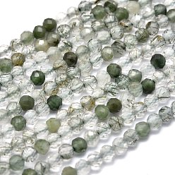 Quartz Rutilated Naturelles quartz rutile brins de perles, ronde, facette, 2.5mm, Trou: 0.5mm, Environ 158 pcs/chapelet, 15.55 pouce (39.5 cm)