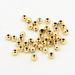 Plateado en Oro Chapado perlas de plástico redondos de acrílico, chapado en oro de la luz, 10 mm, agujero: 2 mm, sobre 800 unidades / libra