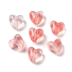 Color Salmón Abalorios de acrílico transparentes, corazón, salmón, 9.6x10.5x7 mm, agujero: 1.8 mm, Sobre 1120 unidades / 500 g