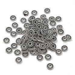 Antique Silver Tibetan Style Alloy Spacer Beads, Flat Round, Antique Silver, 8x2mm, Hole: 2mm