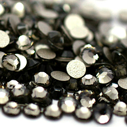 Diamante Negro Parte posterior plana de rhinestone, Grado A, espalda plateada, facetados, semicírculo, diamante negro, 4.6~4.8 mm, sobre 1440 unidades / bolsa