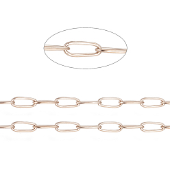 Oro Rosa Revestimiento iónico (ip) 304 cadenas de clip de acero inoxidable, soldada, con carrete, oro rosa, 4.8x2.5x0.5 mm, aproximadamente 65.61 pies (20 m) / rollo