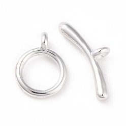 925 Sterling Silver Plated Eco-friendly Brass Toggle Clasps, Cadmium Free & Lead Free, Long-Lasting Plated, Ring, 925 Sterling Silver Plated, Ring: 10x7.5x1mm, Bar: 5x13.5x2.5mm, Hole: 1mm