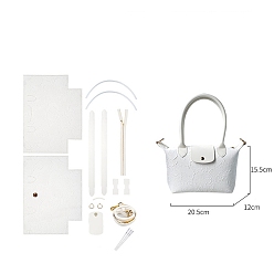 Blanco Conjuntos de materiales para hacer bolsos diy hechos a mano de cuero pu, bolso, blanco, 20.5x15.5x12 cm