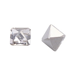 Silver Shade K9 Glass Rhinestone Cabochons, Pointed Back & Back Plated, Faceted, Square, Silver Shade, 6x6x6mm