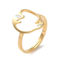 Palm 304 полые регулируемые кольца из нержавеющей стали, золотые, ладонь, размер США 6 1/4 (16.7 мм), широк: 2~14.5 мм
