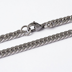 Stainless Steel Color 304 Stainless Steel Curb Chain Necklaces, with Lobster Claw Clasps, Faceted, Stainless Steel Color, 27.8 inch(70.5cm)